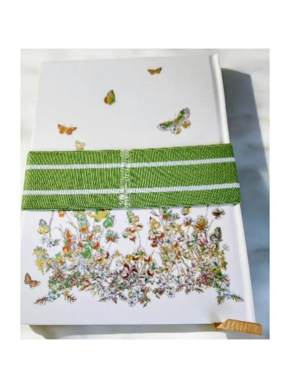 New Christian Dior White Green Floral Butterfly Notebook Journal Wrapped